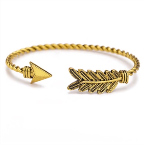 BOGO Gold Arrow Rustic Feather Bracelet - Picture 3 of 11